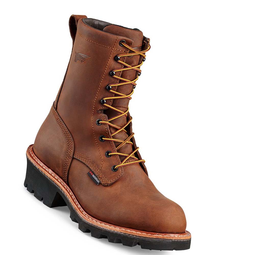 Red Wing LoggerMax 9-inch Safety Toe Men\'s Waterproof Boots Brown | ZA 387HAP